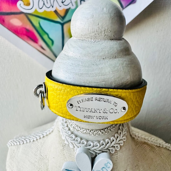 Return To Tiffany & Co Narrow Yellow Leather Bracelet, S/M, Silver - Picture 3 of 9